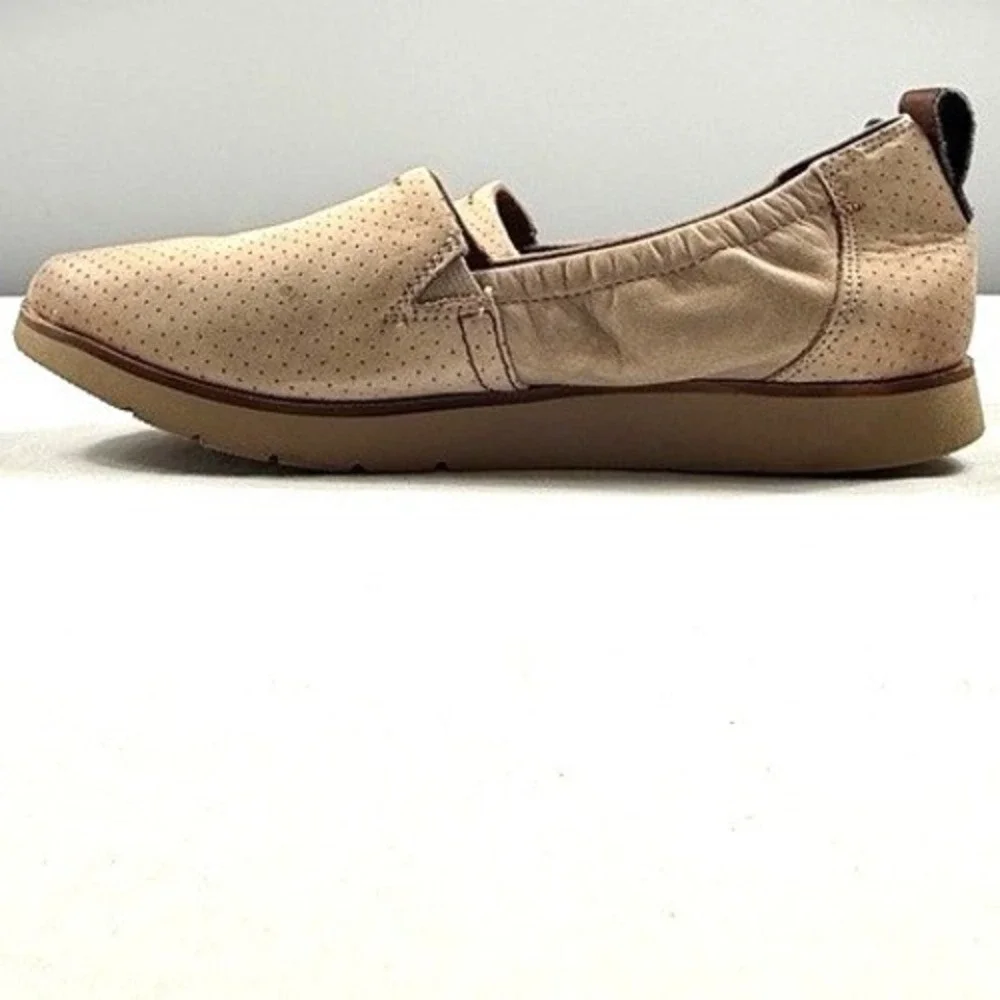 Cobb Hill Paulette Taupe Leather Perforated Slip‎ On Loafers CI1782 Womens 7.5 M
